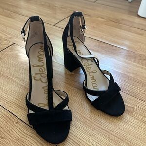 Black Sam Edelman Yancy Block Heel Ankle Strap Sandal